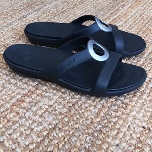 Crocs sandals w silver ring embellishment